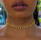 16" CHOKER DIAMOND CUBAN LINK CHAIN - GOLD